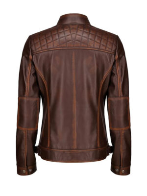 Women's Brown Rub Off  Leather Jacket