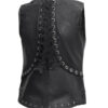 Women's V-neck Black Leather Vest