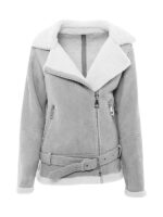 Women's Asymmetrical Zipper Shearling Jacket