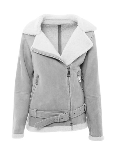 Women's Asymmetrical Zipper Shearling Jacket