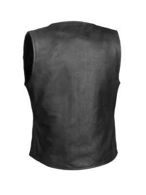 Women's Black Button Front Leather Vest