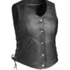 Women's Black Button Front Leather Vest