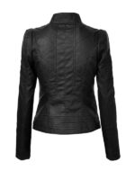 women's biker style black leather jacket