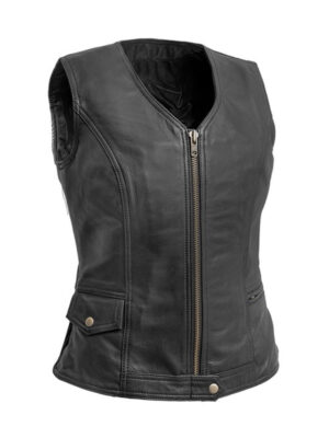 Women's Lolita Black Leather Vest