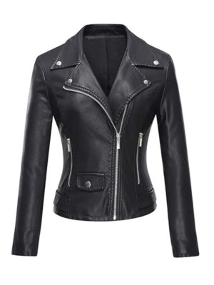 Women's Black Motorcycle Leather Jacket