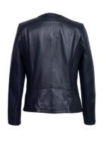 Women's Navy Blue Leather Jacket