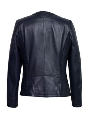 Women's Navy Blue Leather Jacket