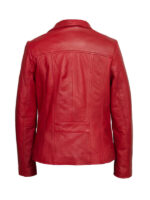 Cayla Red Leather Biker Jacket