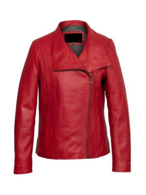 Cayla Red Leather Biker Jacket