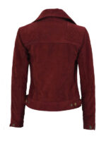 Women’s Maroon Classic Biker Suede Jacket