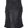 Women's Side Lace Zip Up Leather Vest