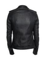 Women's Lapel Collar Black Leather Jacket