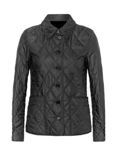 Women's Quilted Black Satin Jacket