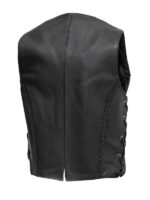 Women's Braided Black Leather Vest