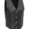 Women's Braided Black Leather Vest