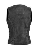 Women's Distress Grey Premium Leather Vest