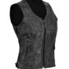 Women's Distress Grey Premium Leather Vest