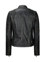 Women's Black Cafe Racer Biker Jacket