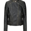 Women's Black Cafe Racer Biker Jacket