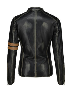 Women's Distress Biker Leather Jacket