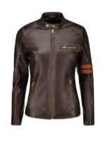 Women's Distress Biker Leather Jacket