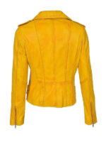 Women's Cross Zip Yellow Leather Jacket