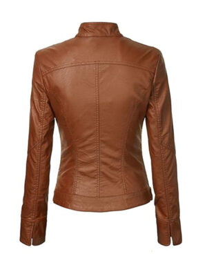 Women's Dressy Vegan Leather Biker Jacket