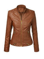 Women's Dressy Vegan Leather Biker Jacket