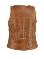 Women's Zipper Brown Laced Leather Vest