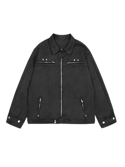 Men's Black High Street Zipper Jacket