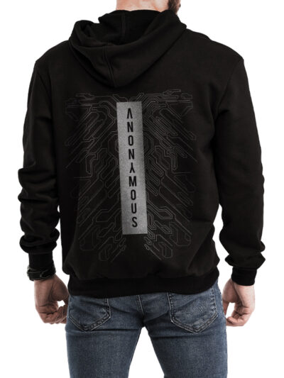 Men's Anonymous Black Printed Hoodie