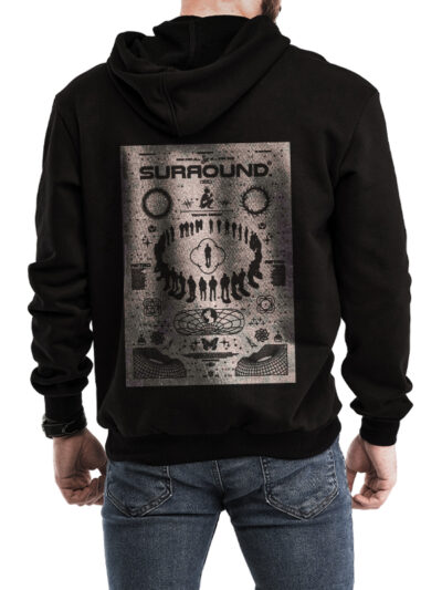 Men's Bitmap Circle Surround Printed Fleece Hoodie