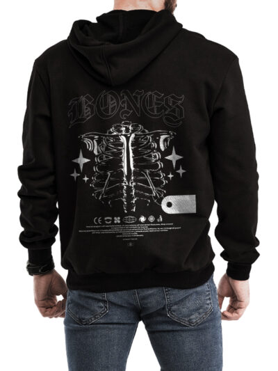 Men's Bones Black Pullover Hoodie