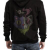 Men's Cat Skull Printed Fleece Hoodie