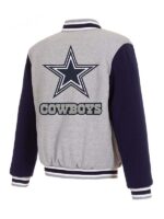 Gray And Navy Cowboys NFL Varsity Jacket