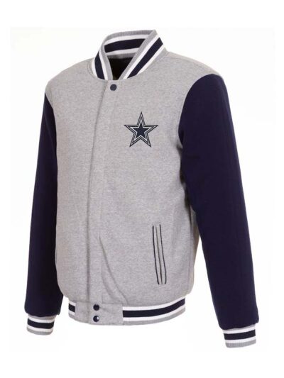 Gray And Navy Cowboys NFL Varsity Jacket