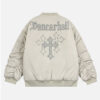 Unisex Cross Patch Embroidery Bomber Jacket