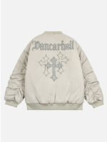 Unisex Cross Patch Embroidery Bomber Jacket