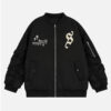 Unisex Cross Patch Embroidery Bomber Jacket