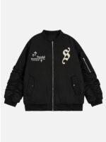 Unisex Cross Patch Embroidery Bomber Jacket