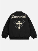 Unisex Cross Patch Embroidery Bomber Jacket