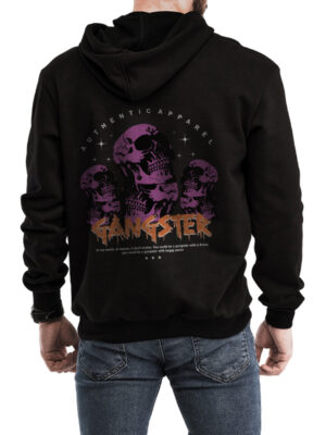 Men's Gangster Skull Black Pullover Hoodie