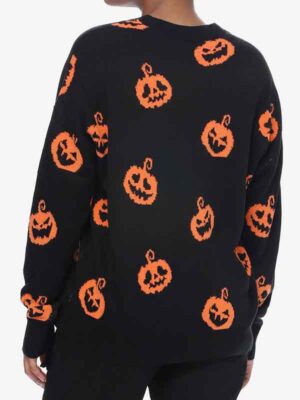 Women's Black And Orange Pumpkin Sweater