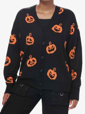 Women's Black And Orange Pumpkin Sweater