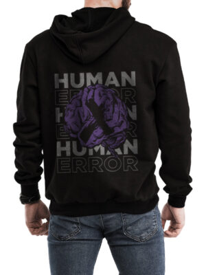 Men's Human Error Black Printed Hoodie