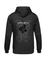 Men's Printed Black Fleece Pullover Hoodie