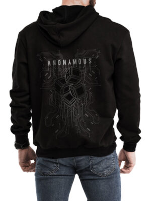 Men's Printed Black Fleece Pullover Hoodie