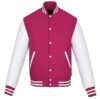 Men's Pink And White Varsity Jacket