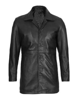 Men's Black 3/4 Length Car Coat