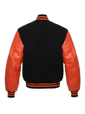 Men's Black And Orange Varsity Jacket